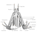 18 in 1 Silvery Outdoor Multitool Pliers Stainless Steel Folding Full Locking Combination Camping Multitool Pliers With Bits Driver